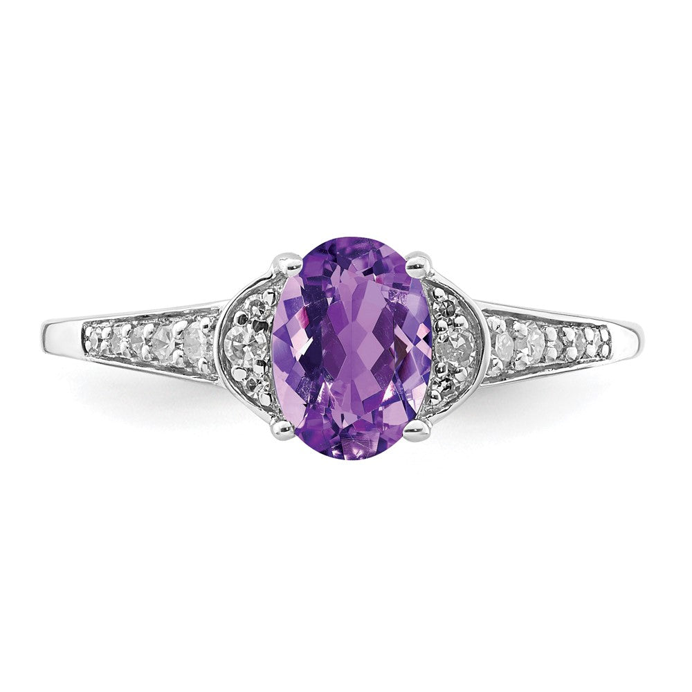 Sterlingsilber Rhodiniert Diamant & Amethyst Ring