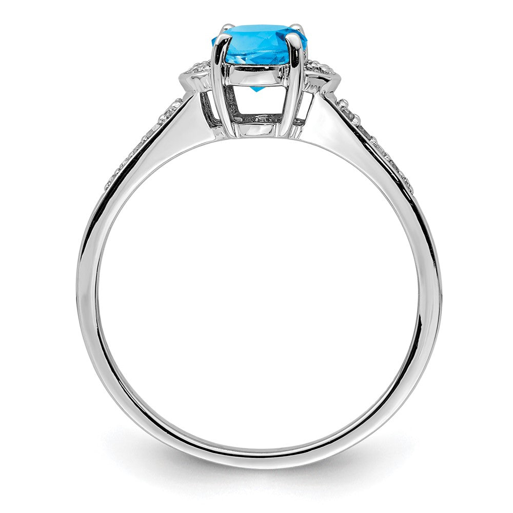Sterlingsilber Rhodium Blautopas & Diamant Ring