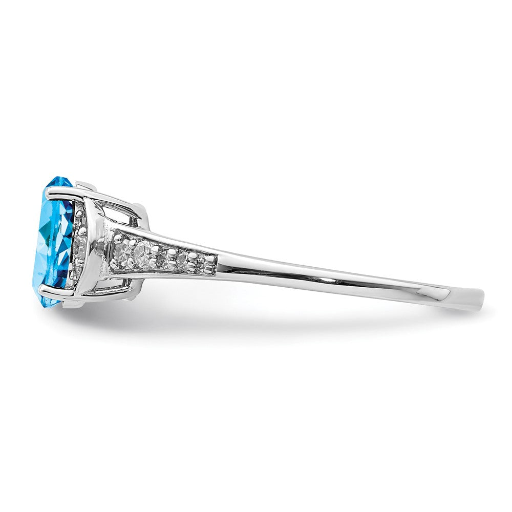 Sterlingsilber Rhodium Blautopas & Diamant Ring