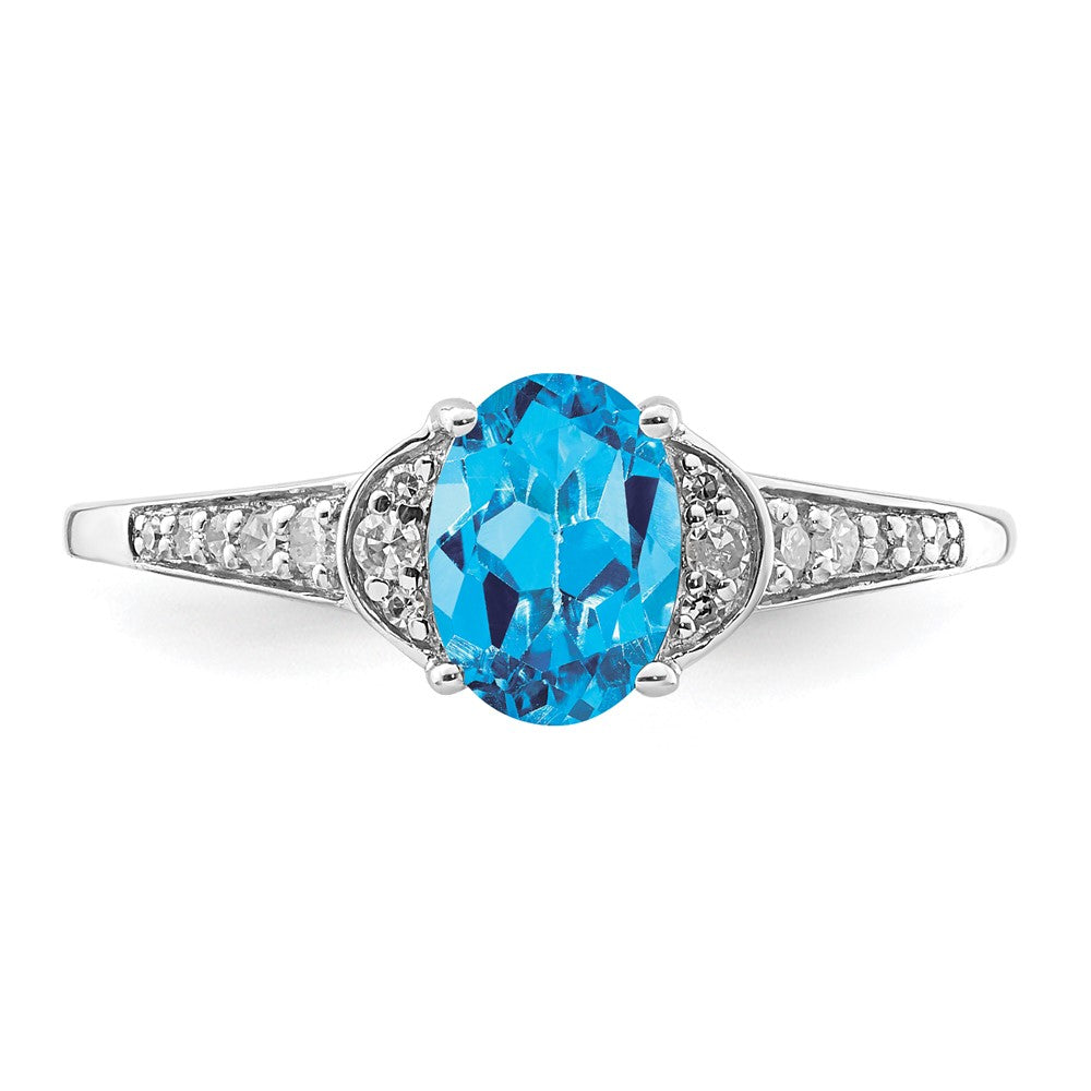 Sterlingsilber Rhodium Blautopas & Diamant Ring