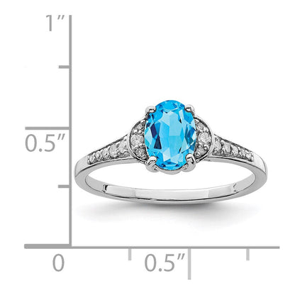 Sterlingsilber Rhodium Blautopas & Diamant Ring