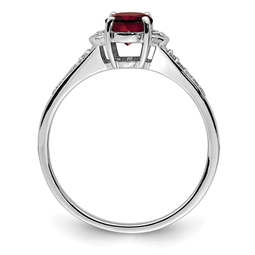 Sterlingsilber Rhodiniert Diamant & Granat Ring