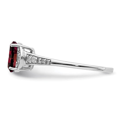 Sterlingsilber Rhodiniert Diamant & Granat Ring