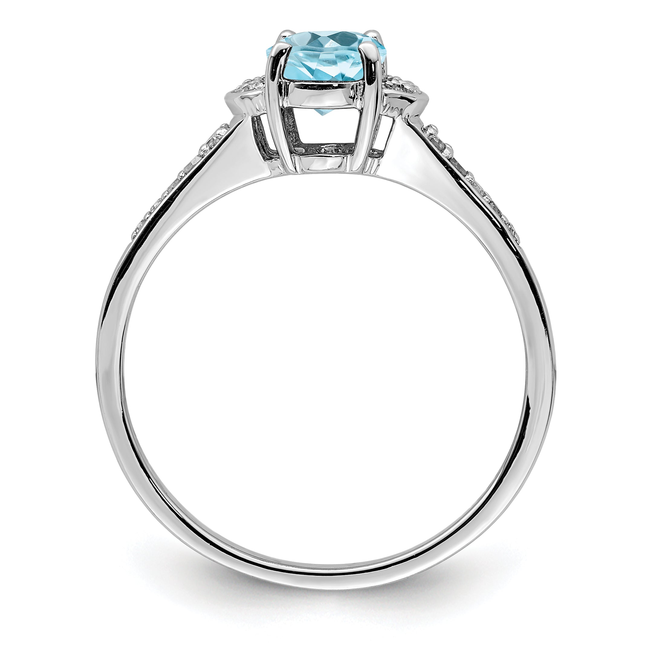 Sterlingsilber Rhodium Diamant & Himmel Blautopas Ring