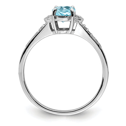 Sterlingsilber Rhodium Diamant & Himmel Blautopas Ring