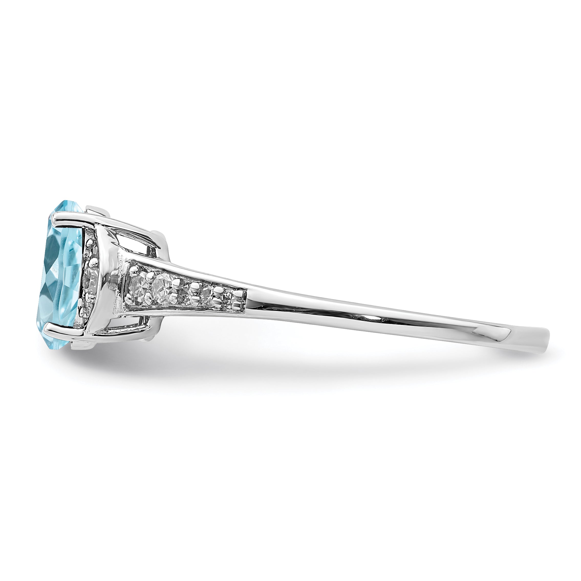 Sterlingsilber Rhodium Diamant & Himmel Blautopas Ring