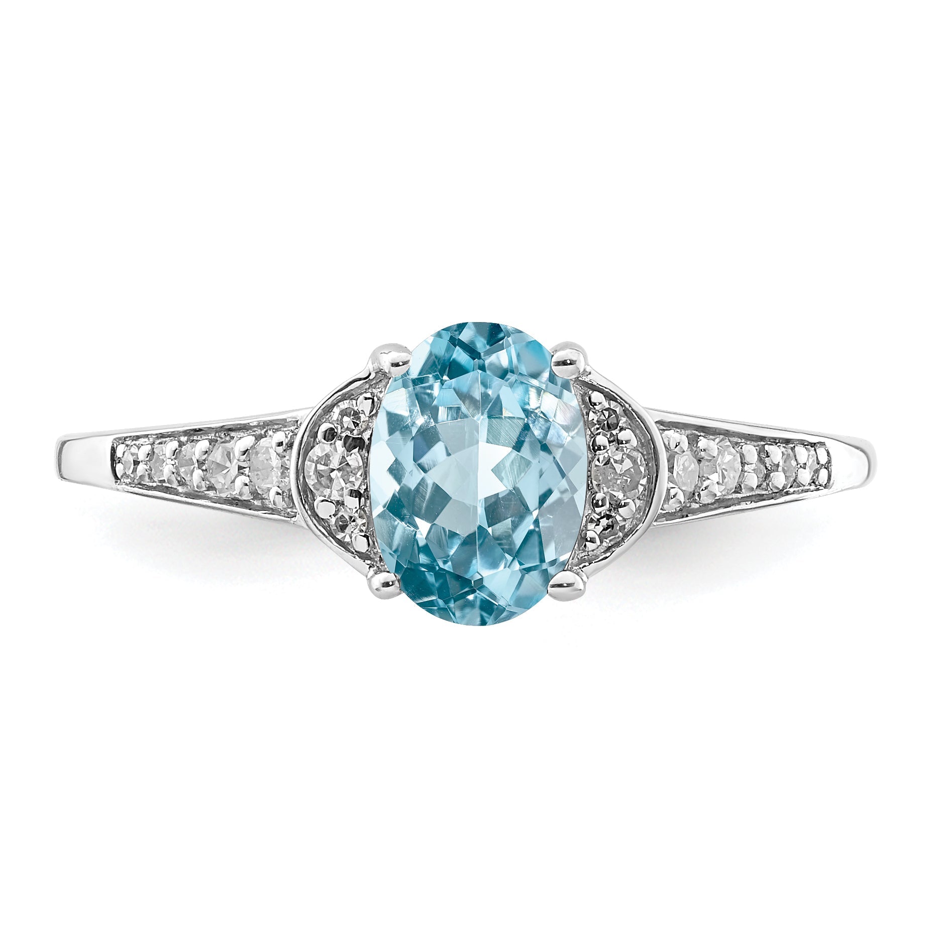 Sterlingsilber Rhodium Diamant & Himmel Blautopas Ring