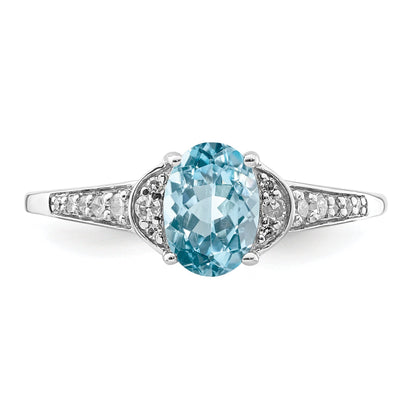 Sterlingsilber Rhodium Diamant & Himmel Blautopas Ring