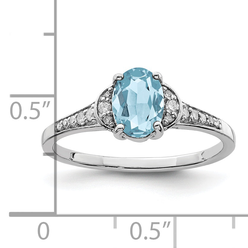 Sterlingsilber Rhodium Diamant & Himmel Blautopas Ring