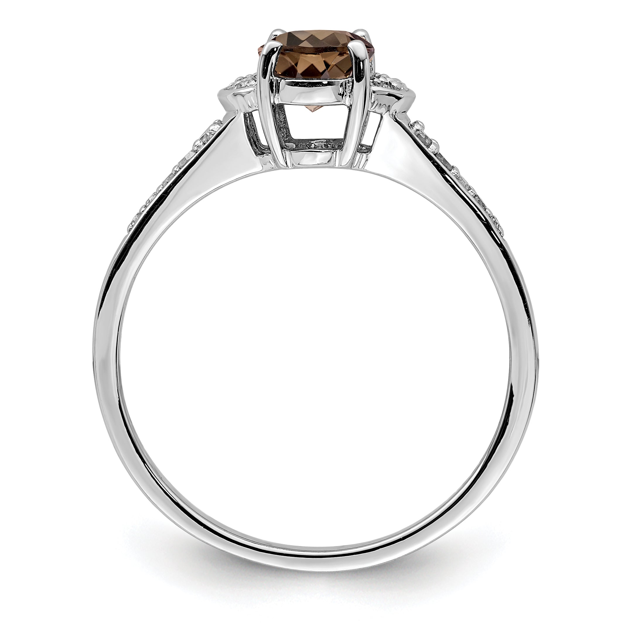 Sterlingsilber Rhodium Rauch Quarz & Diamant Ring