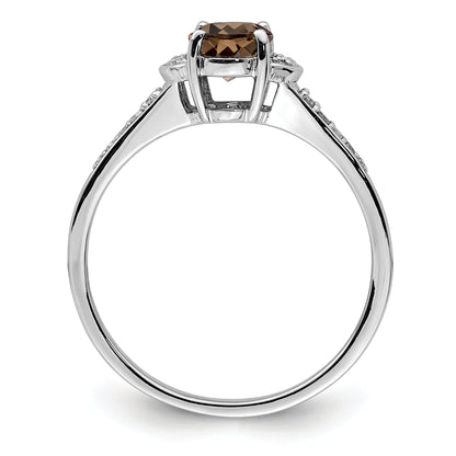 Sterlingsilber Rhodium Rauch Quarz & Diamant Ring