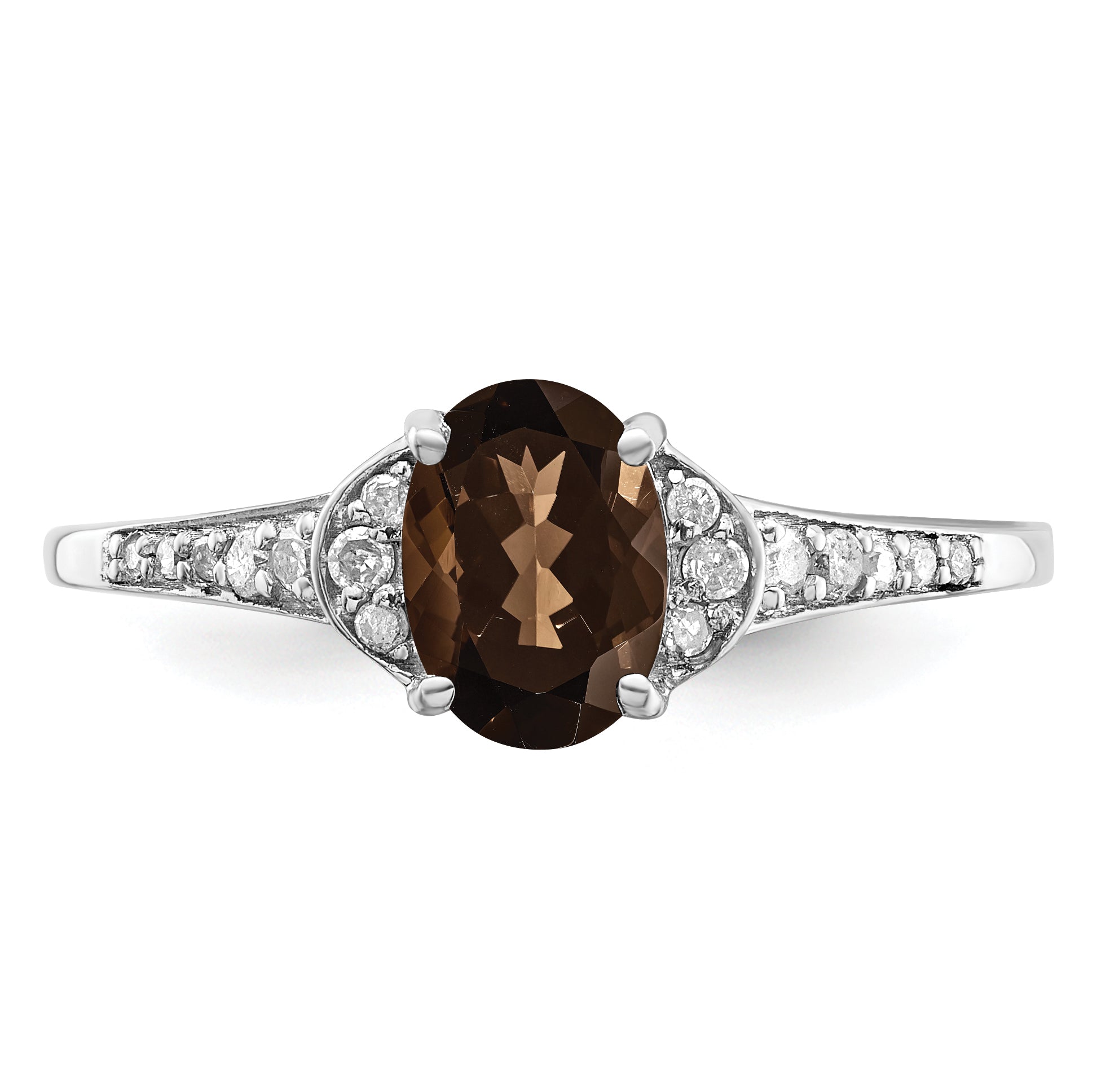 Sterlingsilber Rhodium Rauch Quarz & Diamant Ring