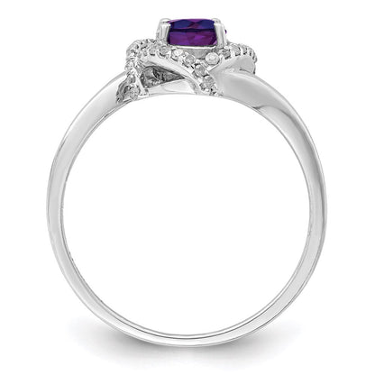Sterlingsilber Rhodiniert Diamant & Amethyst Ring