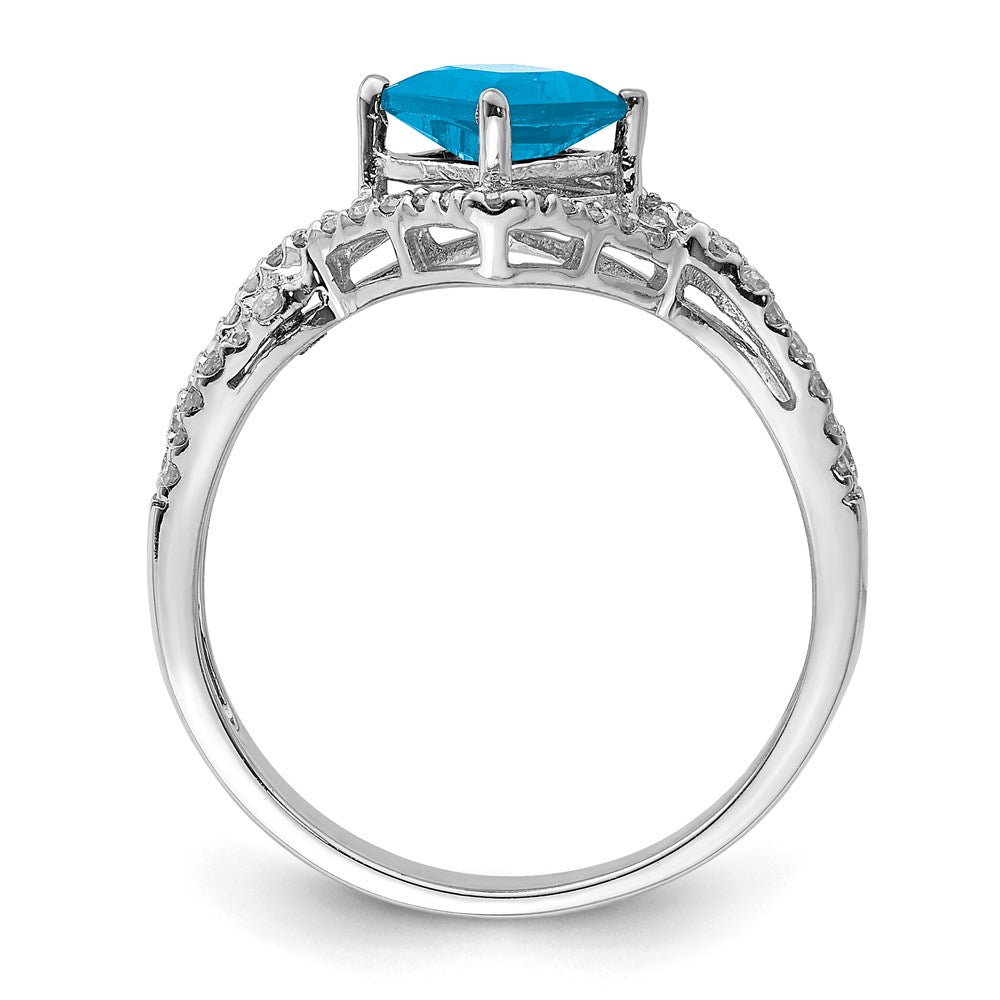 Sterlingsilber Rhodium Blautopas & Diamant Ring