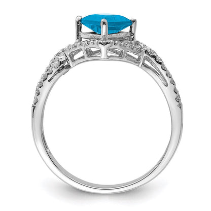 Sterlingsilber Rhodium Blautopas & Diamant Ring