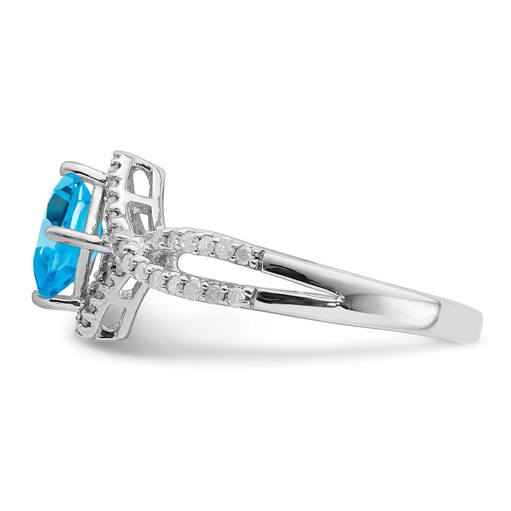 Sterlingsilber Rhodium Blautopas & Diamant Ring