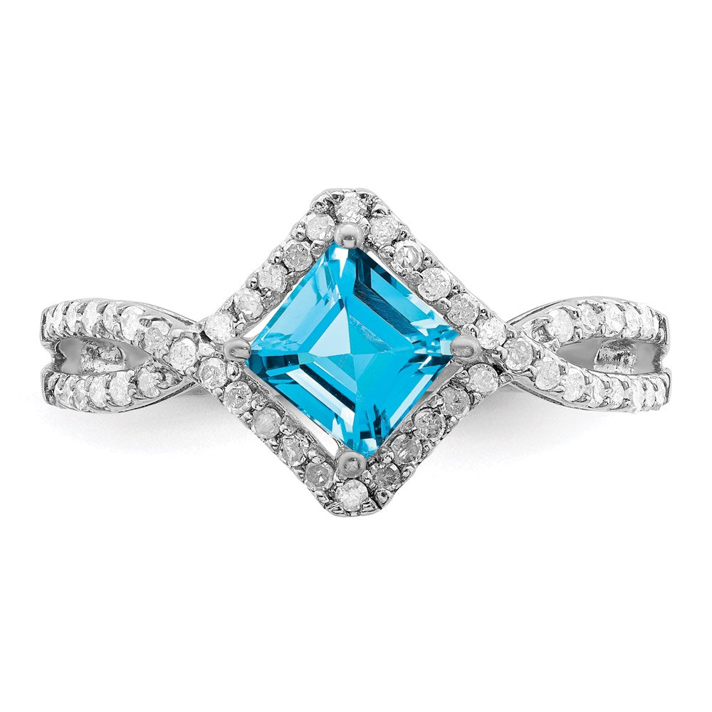 Sterlingsilber Rhodium Blautopas & Diamant Ring