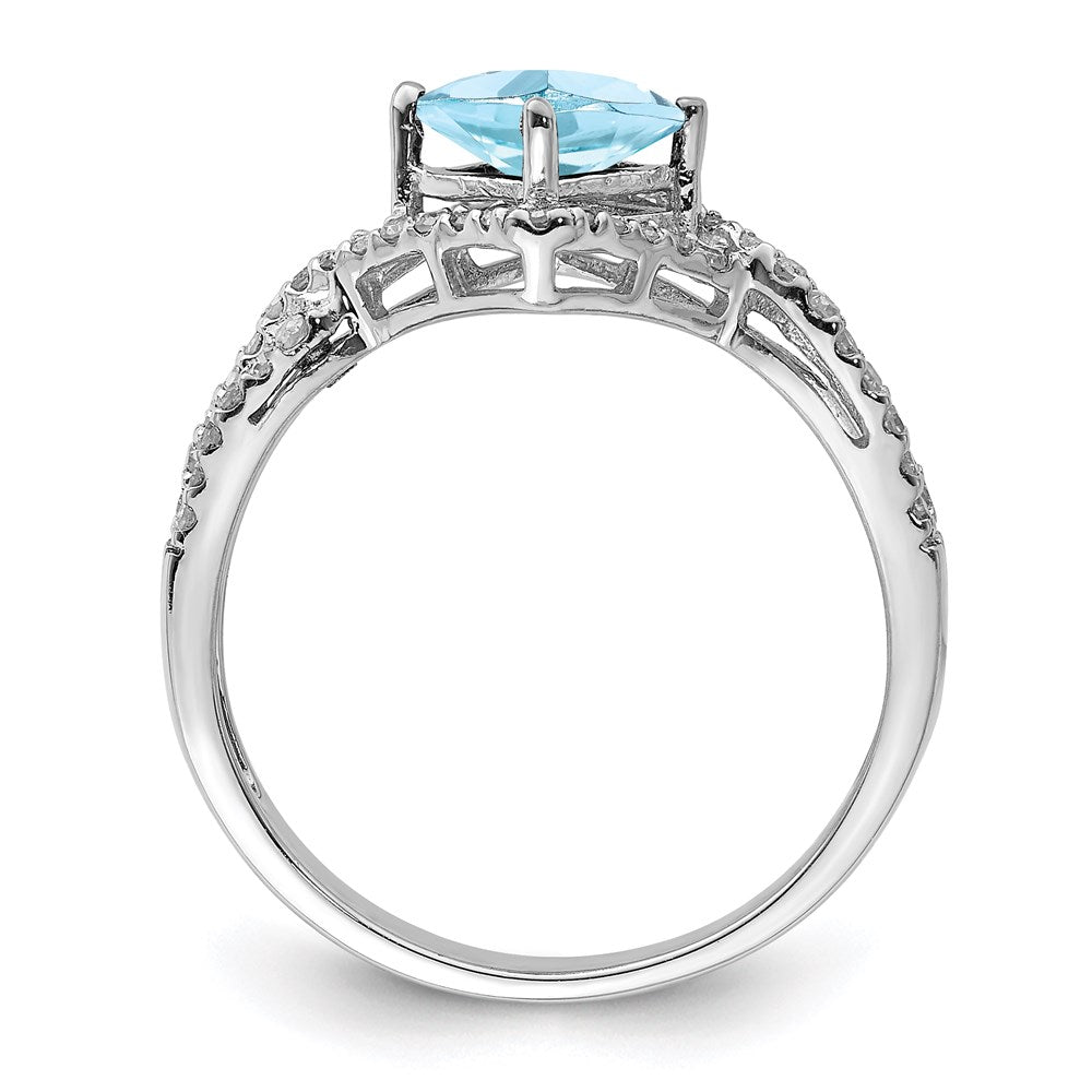 Sterlingsilber Rhodium Diamant & Himmel Blautopas Ring