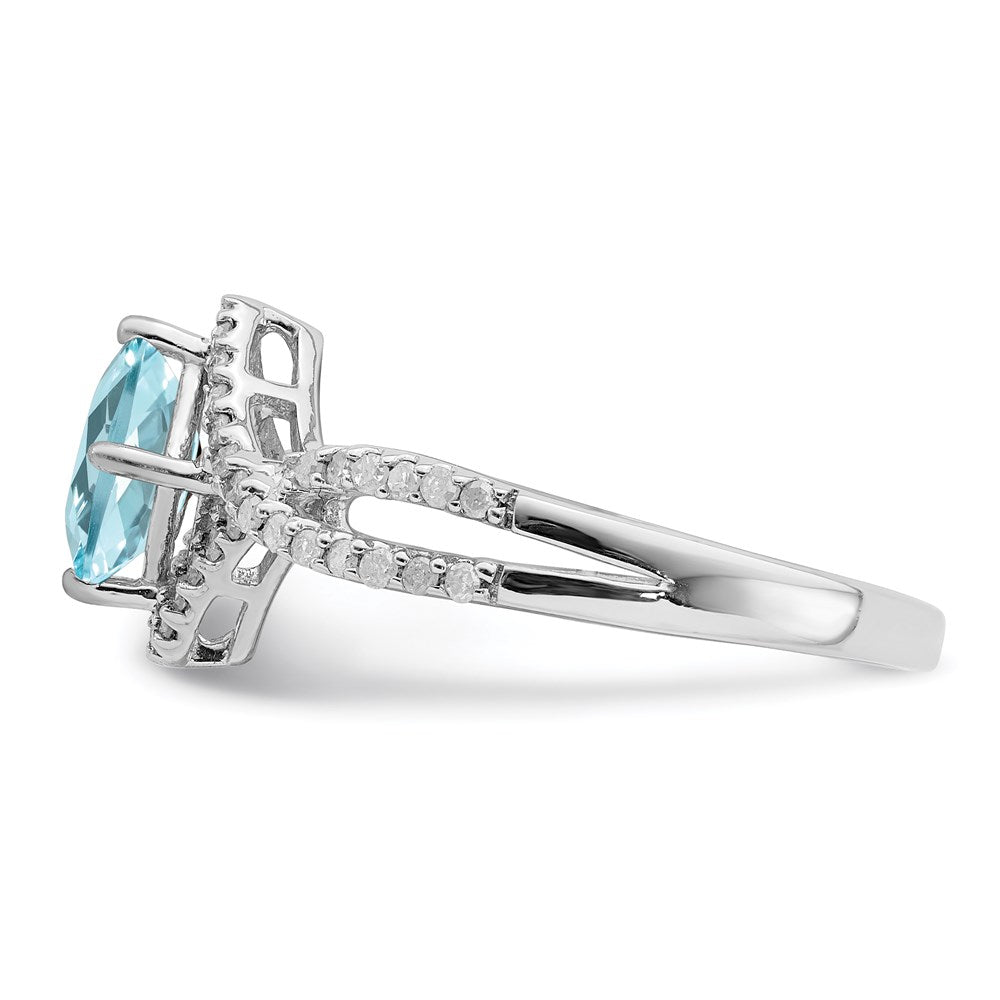 Sterlingsilber Rhodium Diamant & Himmel Blautopas Ring