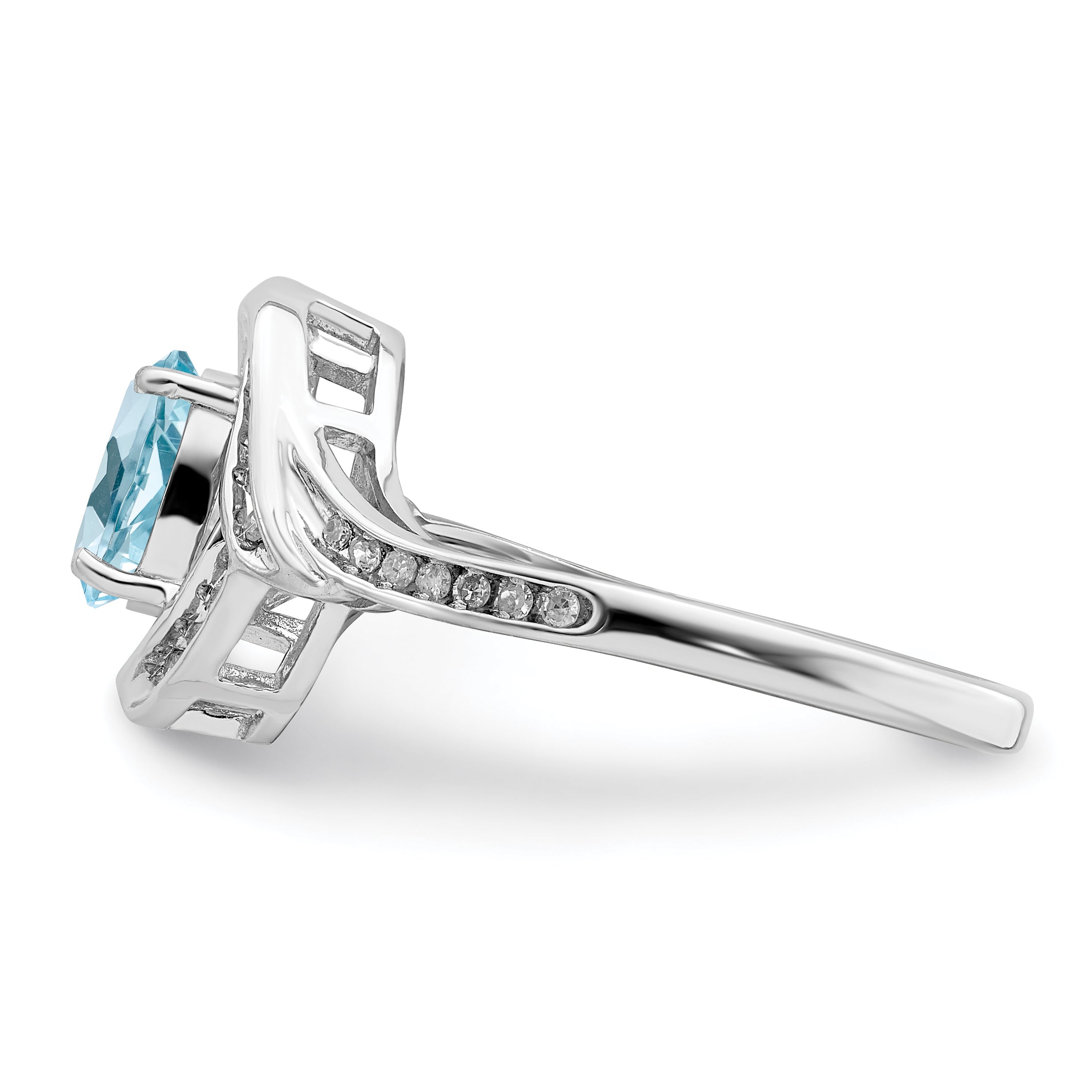 Sterlingsilber Rhodium Diamant & Himmel Blautopas Ring (size 7 Nur)
