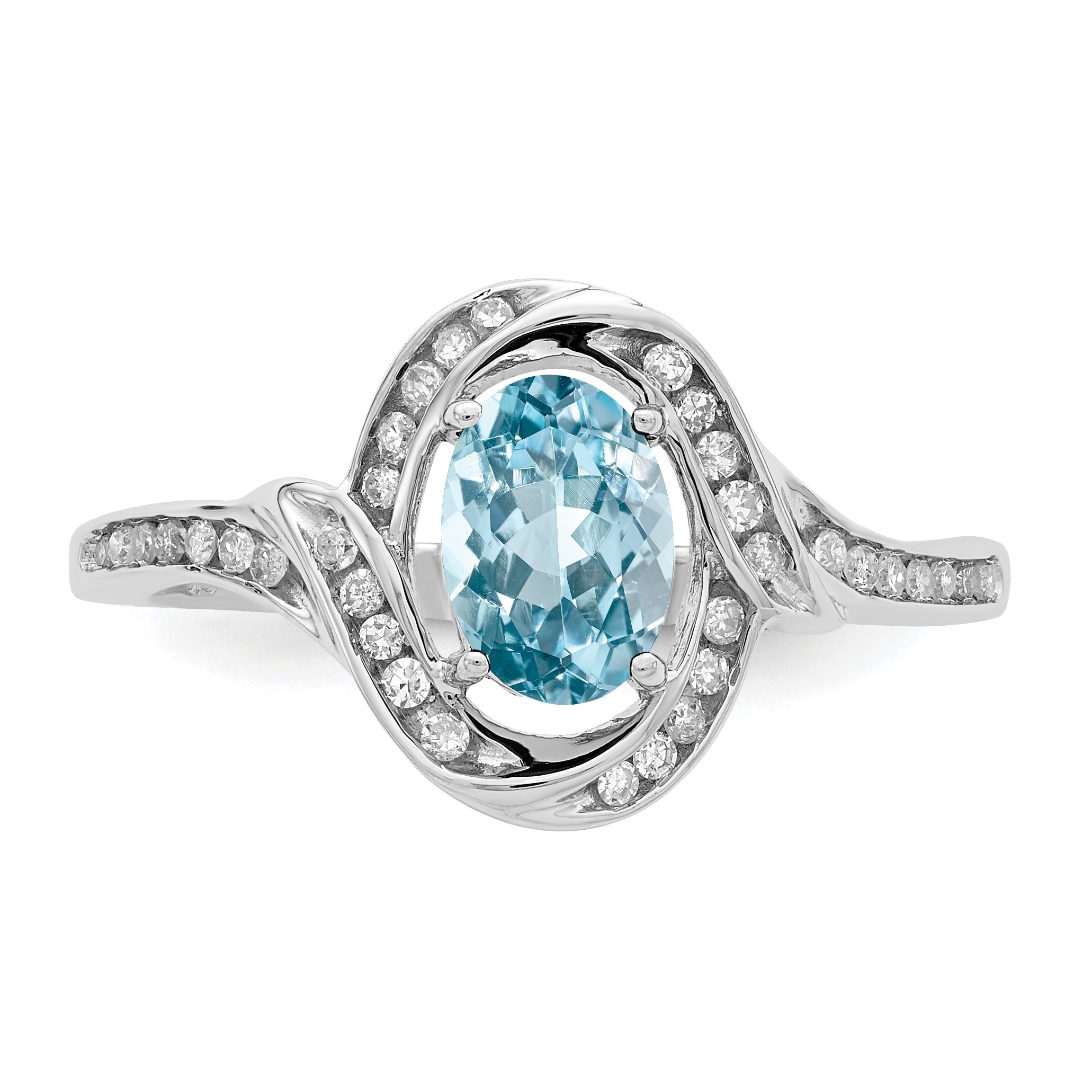 Sterlingsilber Rhodium Diamant & Himmel Blautopas Ring (size 7 Nur)