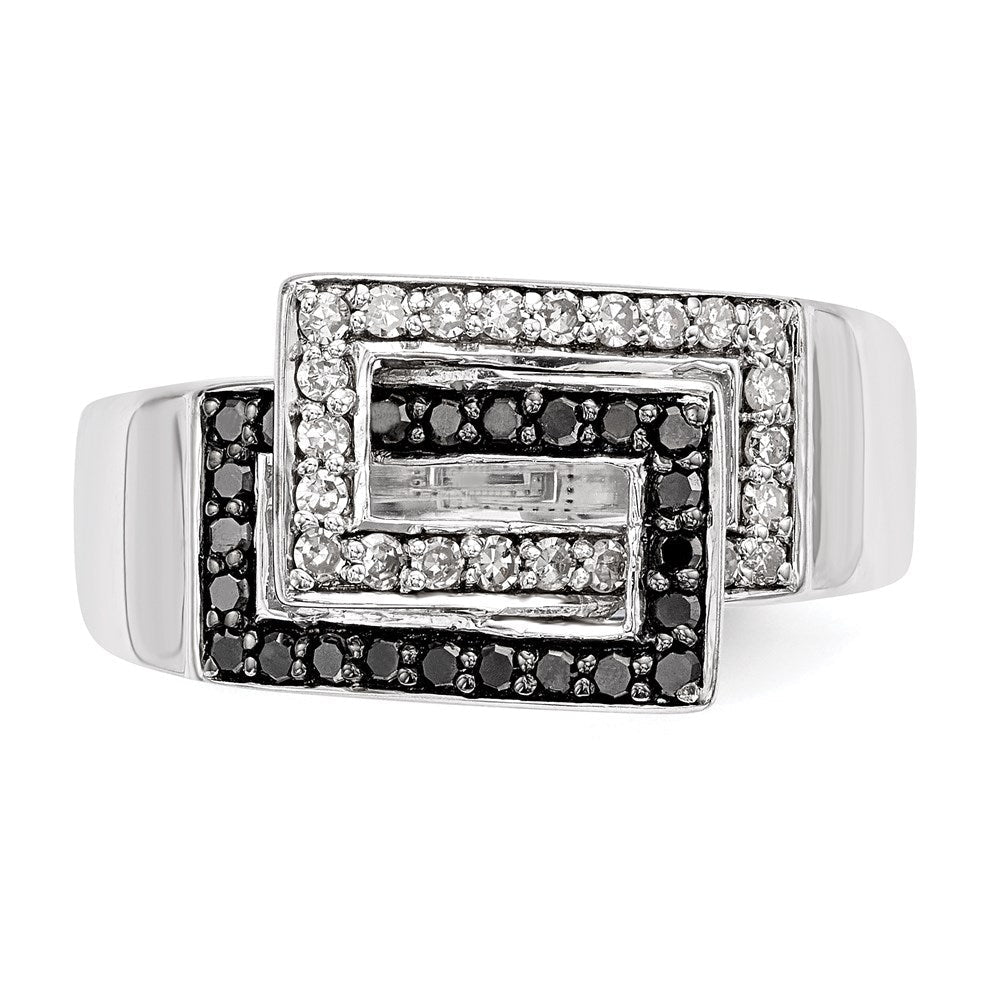 Sterlingsilber Schwarz & Weiß Diamant Ring