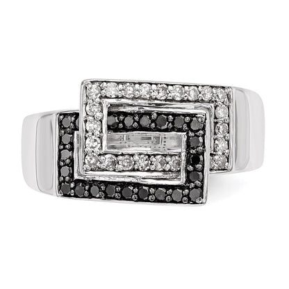 Sterlingsilber Schwarz & Weiß Diamant Ring