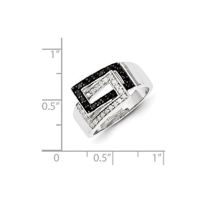 Sterlingsilber Schwarz & Weiß Diamant Ring