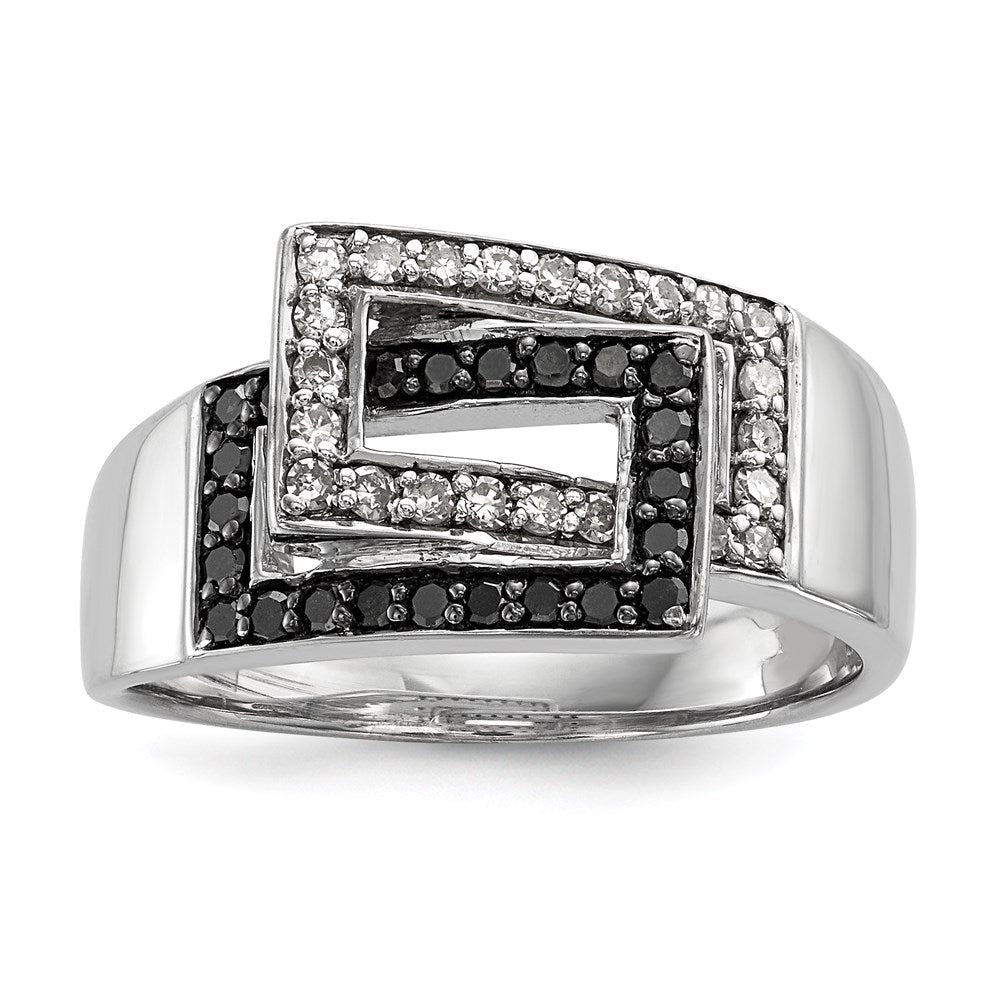 Sterlingsilber Schwarz & Weiß Diamant Ring