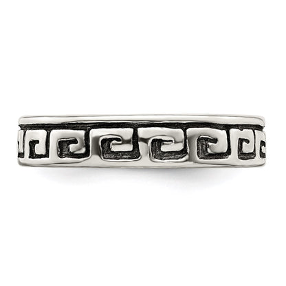Sterlingsilber Greek Key Antikisiert Ring