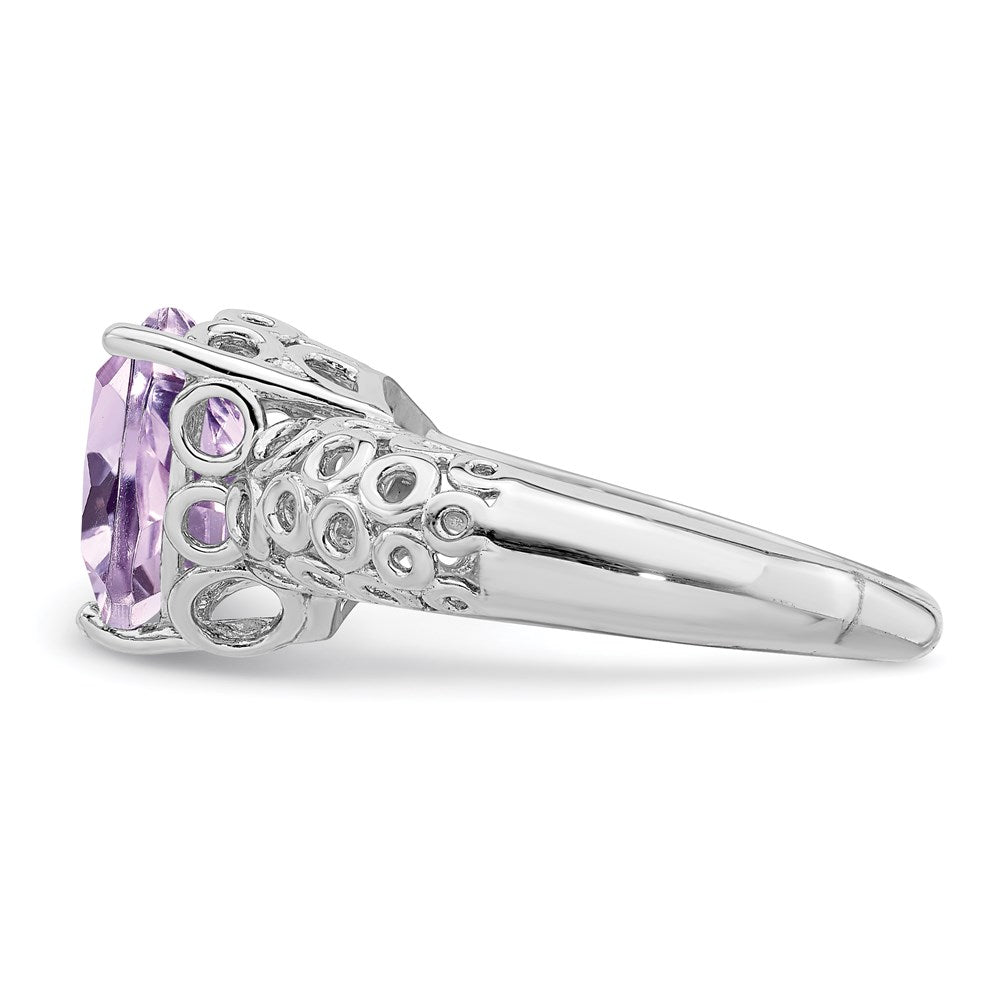 Sterlingsilber Rhodium Rosa Quarz Ring (size 7 Nur)