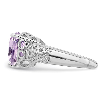 Sterlingsilber Rhodium Rosa Quarz Ring (size 7 Nur)