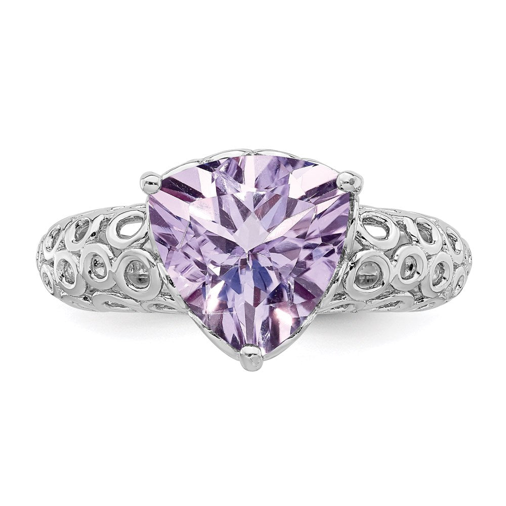 Sterlingsilber Rhodium Rosa Quarz Ring (size 7 Nur)