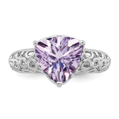 Sterlingsilber Rhodium Rosa Quarz Ring (size 7 Nur)