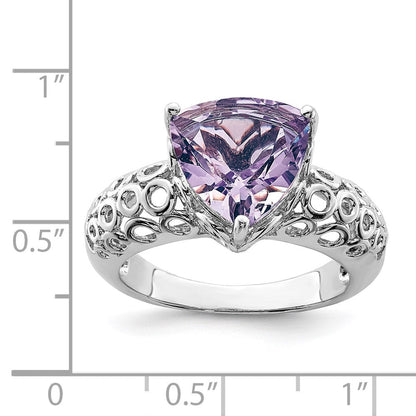 Sterlingsilber Rhodium Rosa Quarz Ring (size 7 Nur)
