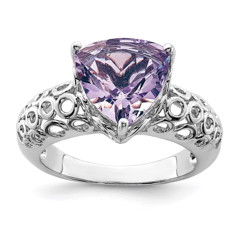 Sterlingsilber Rhodium Rosa Quarz Ring (size 7 Nur)