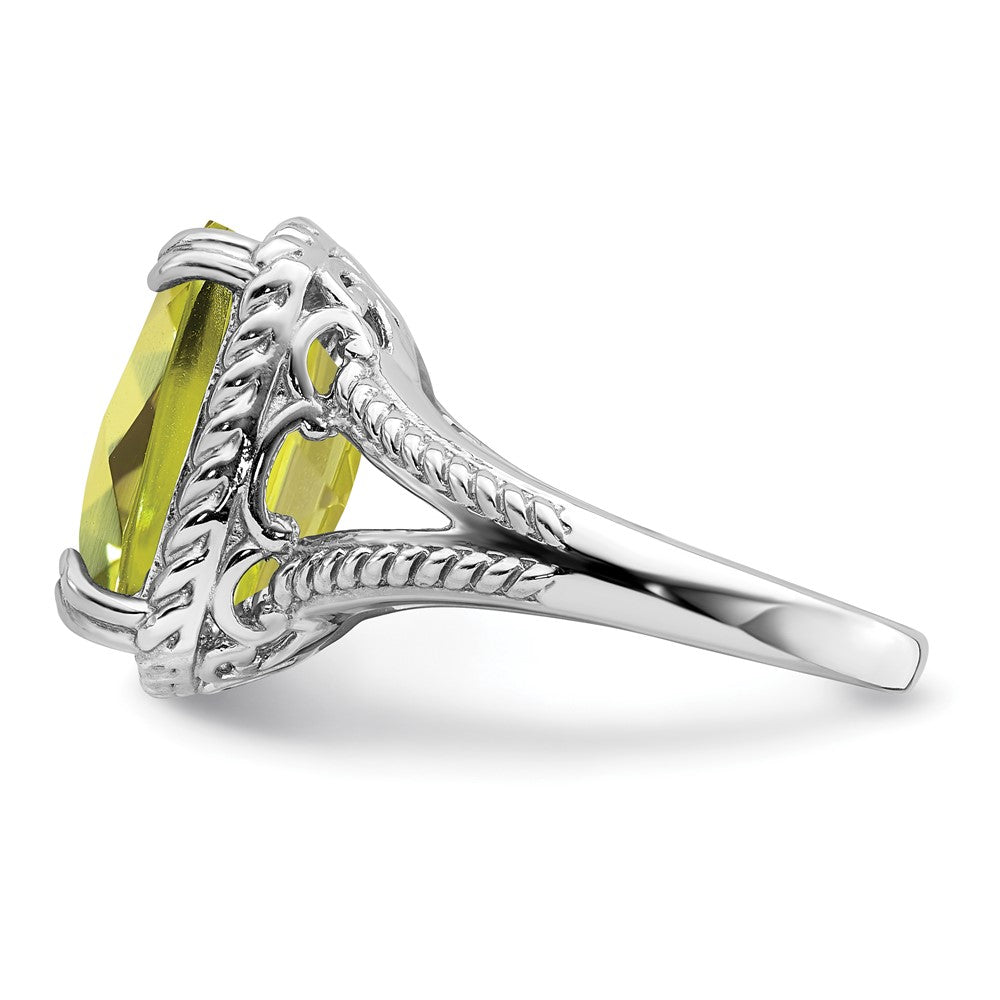 Sterlingsilber Rhodium Karo Schliff Zitrone Quarz Ring (size 5 Nur)