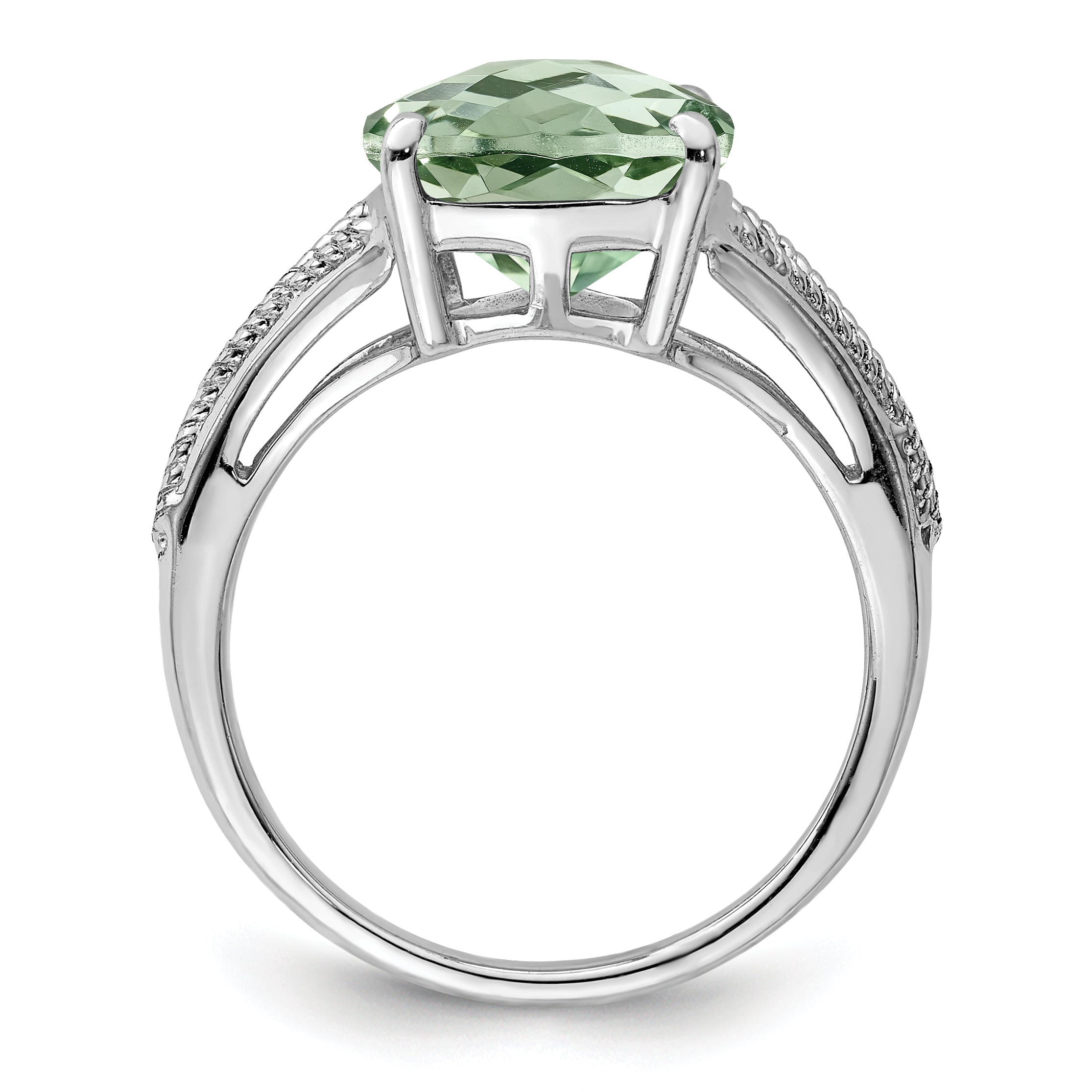 Sterlingsilber Rhodium Karo Schliff Grün Quarz Ring