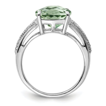 Sterlingsilber Rhodium Karo Schliff Grün Quarz Ring