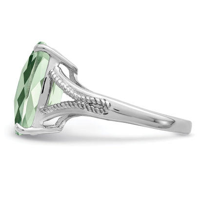 Sterlingsilber Rhodium Karo Schliff Grün Quarz Ring