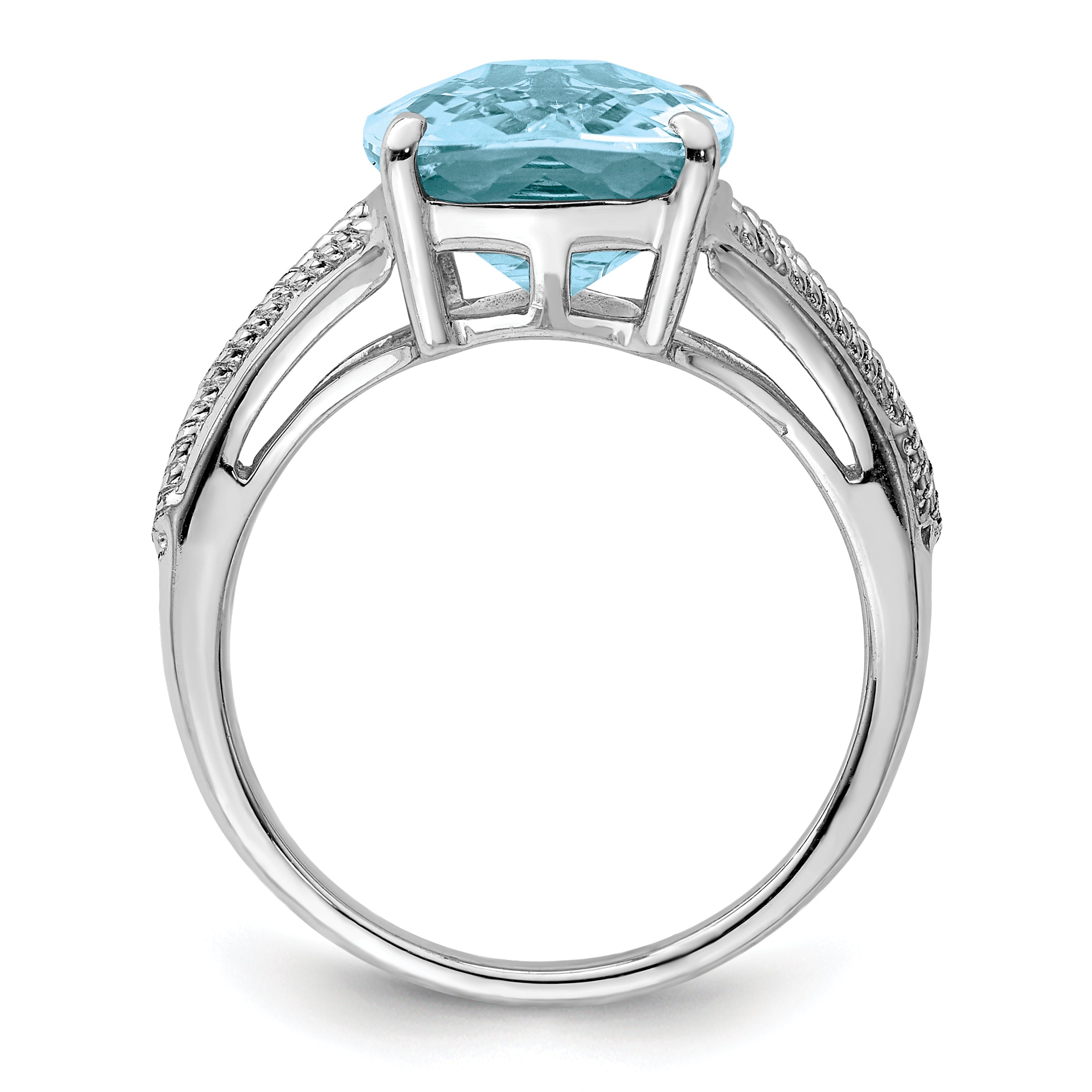 Sterlingsilber Rhodium Karo Schliff Himmel Blautopas Ring