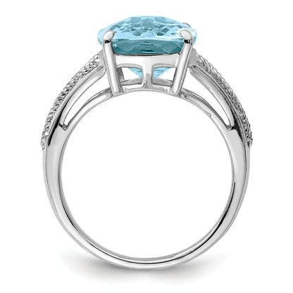 Sterlingsilber Rhodium Karo Schliff Himmel Blautopas Ring