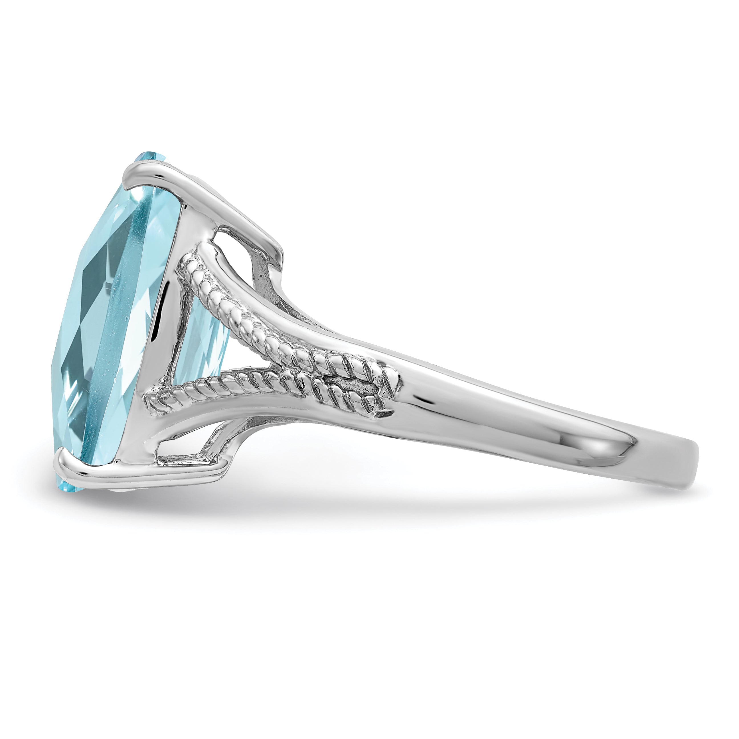 Sterlingsilber Rhodium Karo Schliff Himmel Blautopas Ring