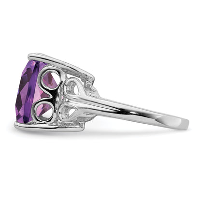 Sterlingsilber Rhodiniert Amethyst Ring