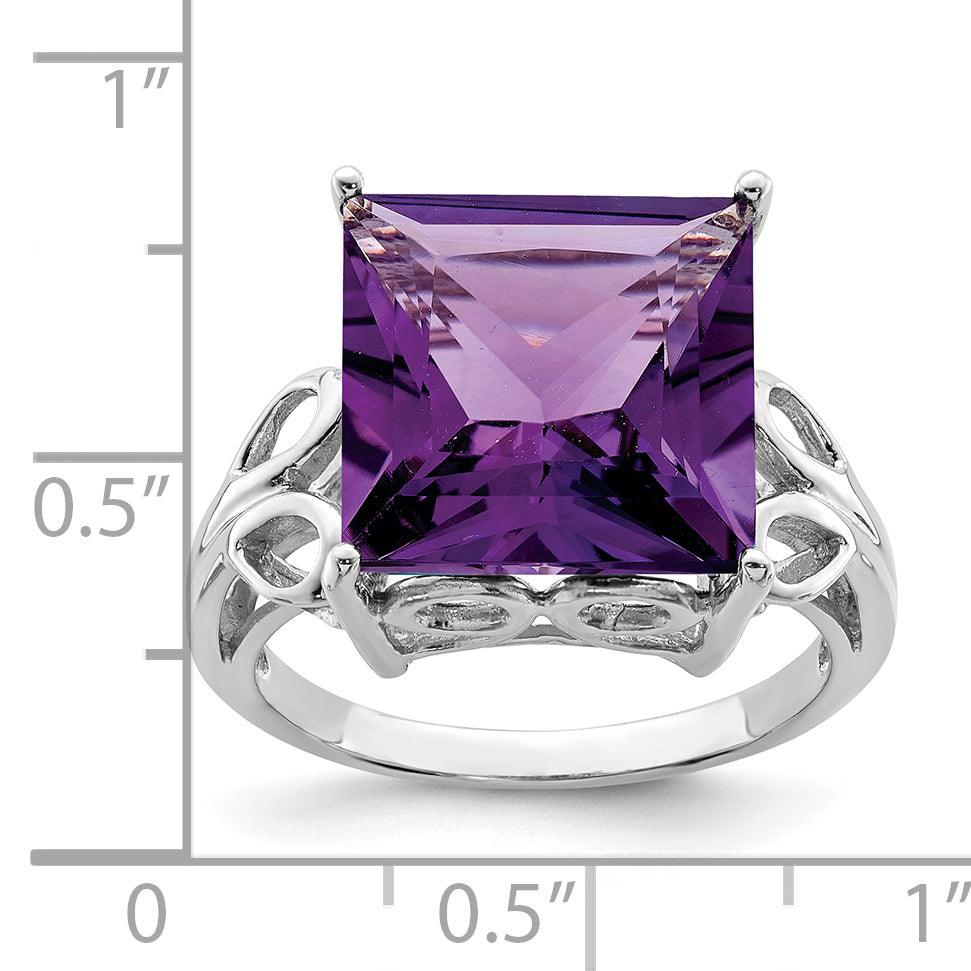 Sterlingsilber Rhodiniert Amethyst Ring