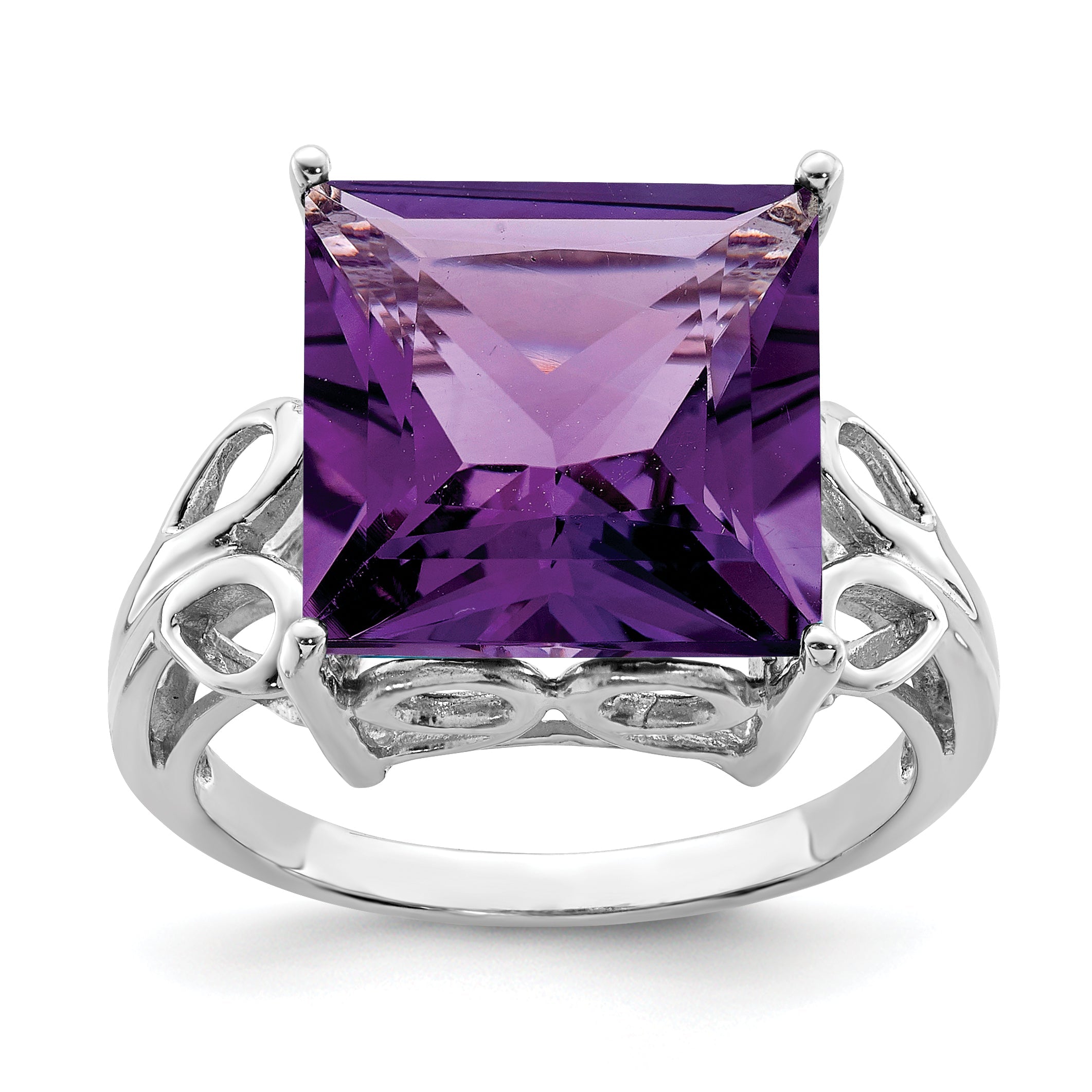 Sterlingsilber Rhodiniert Amethyst Ring