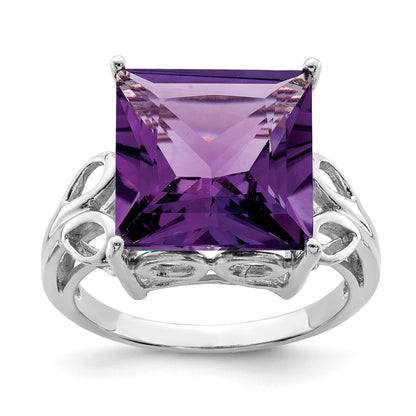 Sterlingsilber Rhodiniert Amethyst Ring