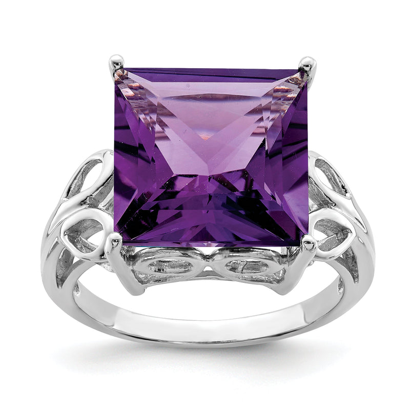 Sterlingsilber Rhodiniert Amethyst Ring