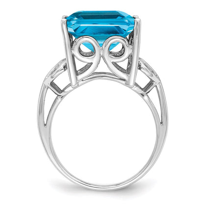 Sterlingsilber Rhodium Blautopas Ring