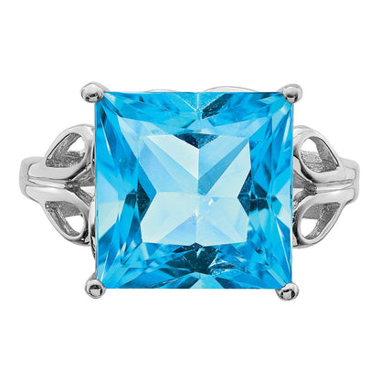 Sterlingsilber Rhodium Blautopas Ring